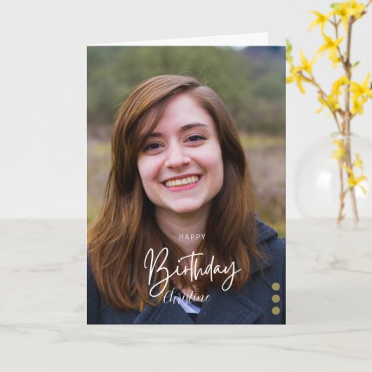 Aangepaste moderne minimalistische verjaardag kaart (Gele Bloem)