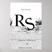 Aangepaste Moderne Minimalistische Zwart-Wit Abstr Poster (Voorkant)