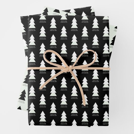 Aangepaste moderne minimalistische zwart-witte ker inpakpapier vel (In situ)