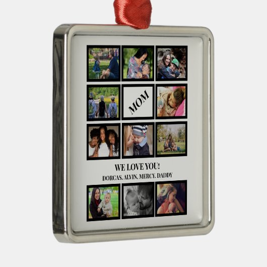 Aangepaste moderne Moederdag 11 Foto Collage Metalen Ornament (Rechts)