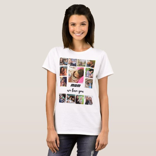 Aangepaste Moderne moederdag 13 foto Collage T-shirt (Voorkant volledig)