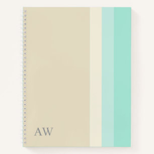 Aangepaste moderne monogram beige zand en aqua bla notitieboek