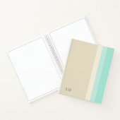 Aangepaste moderne monogram beige zand en aqua bla notitieboek (Binnen)