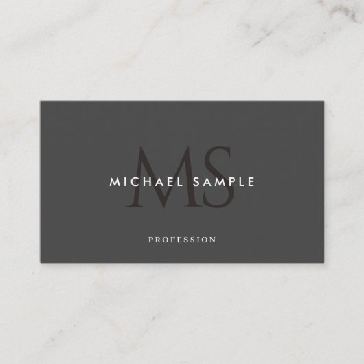 Aangepaste Moderne Monogram QR Code Elegant Zwart Visitekaartje (Voorkant)