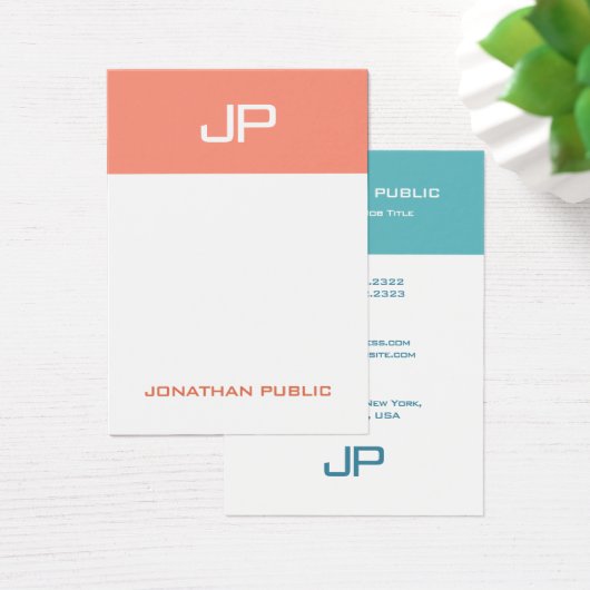 Aangepaste moderne monogram Sjabloon Elegante kleu Visitekaartje (Bureau)