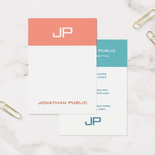 Aangepaste moderne monogram Sjabloon Elegante kleu Visitekaartje (Kantoor)