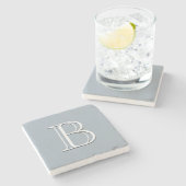 Aangepaste moderne monogramletter initiaal chic bl stenen onderzetter (Zijkant)