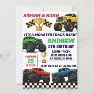 Aangepaste Moderne Monster Truck Boys Party Verjaa Kaart