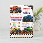 Aangepaste Moderne Monster Truck Kinder feestverja Kaart (Staand voorkant)