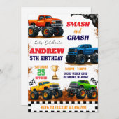 Aangepaste Moderne Monster Truck Kinder feestverja Kaart (Voorkant / Achterkant)