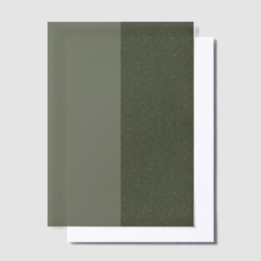 Aangepaste moderne Moss Vellum Overlay — Split Sty Uitnodigingen (Offset)