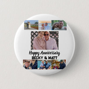 Aangepaste moderne naam 7 Foto-Jubileum Ronde Button 5,7 Cm