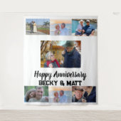 Aangepaste moderne naam 7 Fotocollage Jubileum Wandkleed (Voorkant)