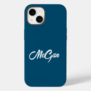 Aangepaste Moderne Naam Minimale Monogram Donkerbl Case-Mate iPhone 14 Hoesje
