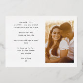 Aangepaste moderne namen foto Gold Save the Date F Folie Uitnodiging (Achterkant)