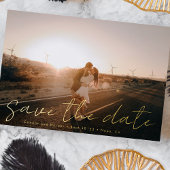 Aangepaste moderne namen foto Gold Save the Date F Folie Uitnodiging