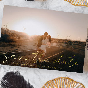 Aangepaste moderne namen foto goud save the date f folie uitnodiging