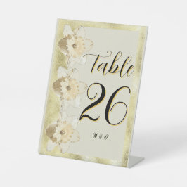 Aangepaste moderne narcis bloem met gouden lijst reclamebord met voetstuk