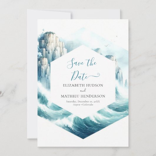 Aangepaste moderne nautische bruiloft save the date (Voorkant)