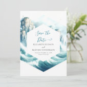 Aangepaste moderne nautische bruiloft save the date (Staand voorkant)