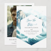 Aangepaste moderne nautische bruiloft save the date (Voorkant / Achterkant)