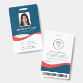 Aangepaste moderne Navy-werknemers-ID-kaart met ba Badge (Voor- en achterkant)