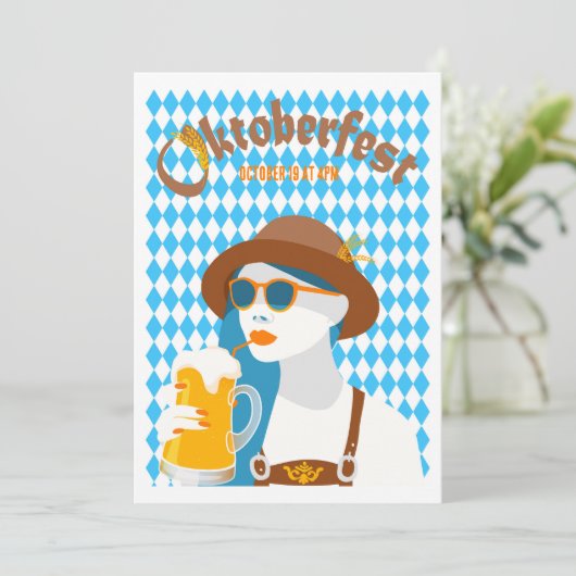 Aangepaste moderne Oktoberfest BBQ uitnodiging (Staand voorkant)