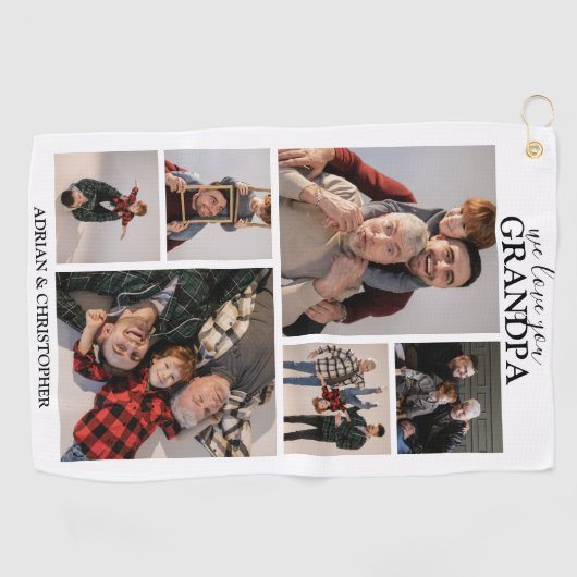 Aangepaste moderne opa | 6 Foto Golfhanddoek (Horizontaal)