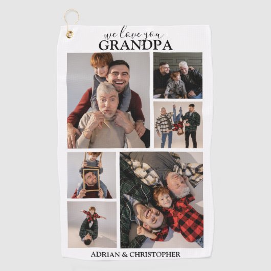 Aangepaste moderne opa | 6 Foto Golfhanddoek (Voorkant)