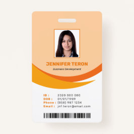 Aangepaste moderne Oranje werknemersidentiteitskaa Badge