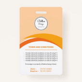 Aangepaste moderne Oranje werknemersidentiteitskaa Badge (Achterkant)