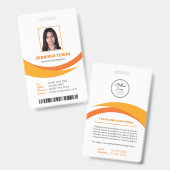Aangepaste moderne Oranje werknemersidentiteitskaa Badge (Voor- en achterkant)