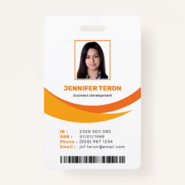 Aangepaste moderne Oranje werknemersidentiteitskaa Badge