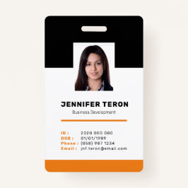 Aangepaste moderne Oranje werknemersidentiteitskaa Badge