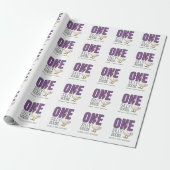Aangepaste moderne paarse één domme gans 1e verjaa cadeaupapier (Uitgerold)