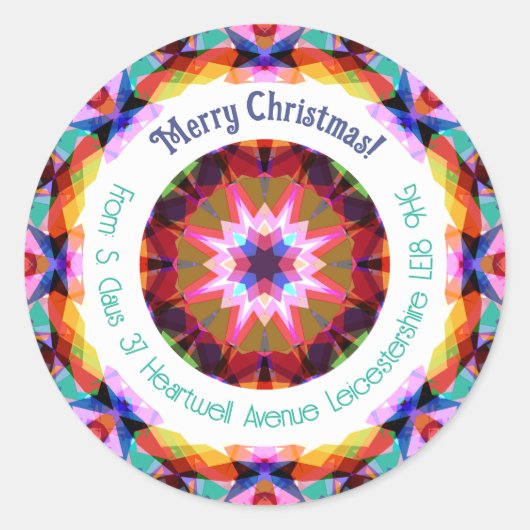 Aangepaste moderne Paarse Merry Christmas Star Adr Ronde Sticker (Voorkant)