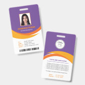 Aangepaste moderne paarse personeelskaart met barc badge (Voor- en achterkant)