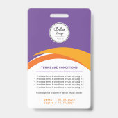 Aangepaste moderne paarse personeelskaart met barc badge (Achterkant)
