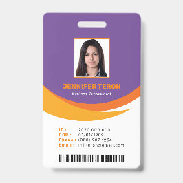 Aangepaste moderne paarse personeelskaart met barc badge