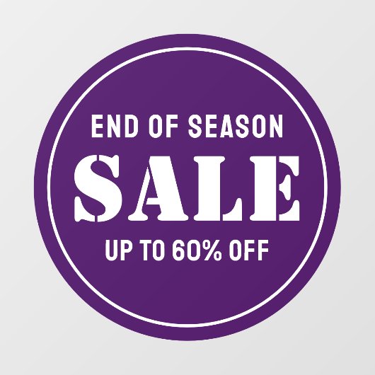 Aangepaste moderne paarse winkeluitverkoop bedrijf raamsticker (Vel)