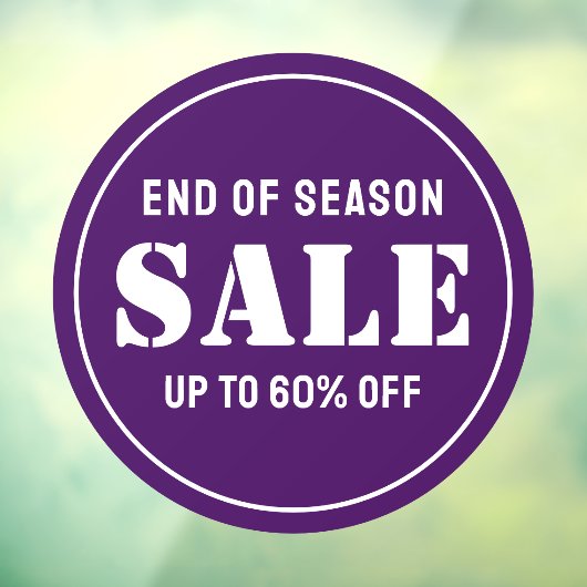 Aangepaste moderne paarse winkeluitverkoop bedrijf raamsticker (Vel 3)