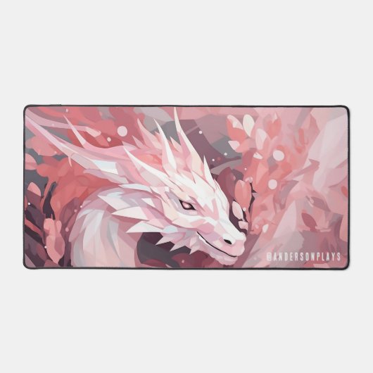 Aangepaste Moderne Pastel Roze Dragon Gaming Bureaumat (Voorkant)