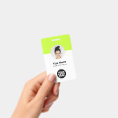 Aangepaste moderne personeelskaart Acid Green QR Badge (Handheld)