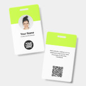 Aangepaste moderne personeelskaart Acid Green QR Badge (Voor- en achterkant)