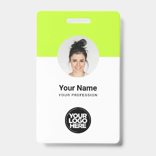 Aangepaste moderne personeelskaart Acid Green QR Badge (Voorzijde)