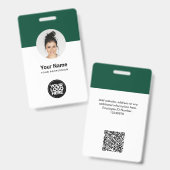 Aangepaste moderne personeelskaart donkergroene QR Badge (Voor- en achterkant)