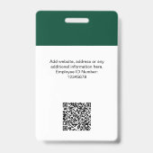 Aangepaste moderne personeelskaart donkergroene QR Badge (Achterkant)