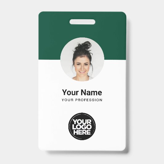 Aangepaste moderne personeelskaart donkergroene QR Badge (Voorzijde)