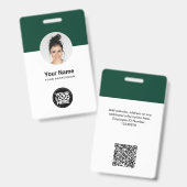 Aangepaste moderne personeelskaart donkergroene QR Badge (Voor- en achterkant)
