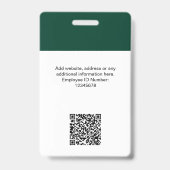 Aangepaste moderne personeelskaart donkergroene QR Badge (Achterkant)